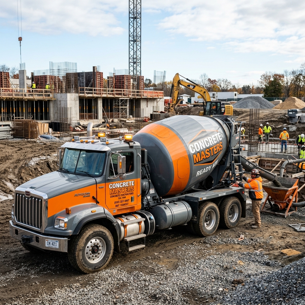 Professional Francisco's Concrete contractor truck parked at a construction site
